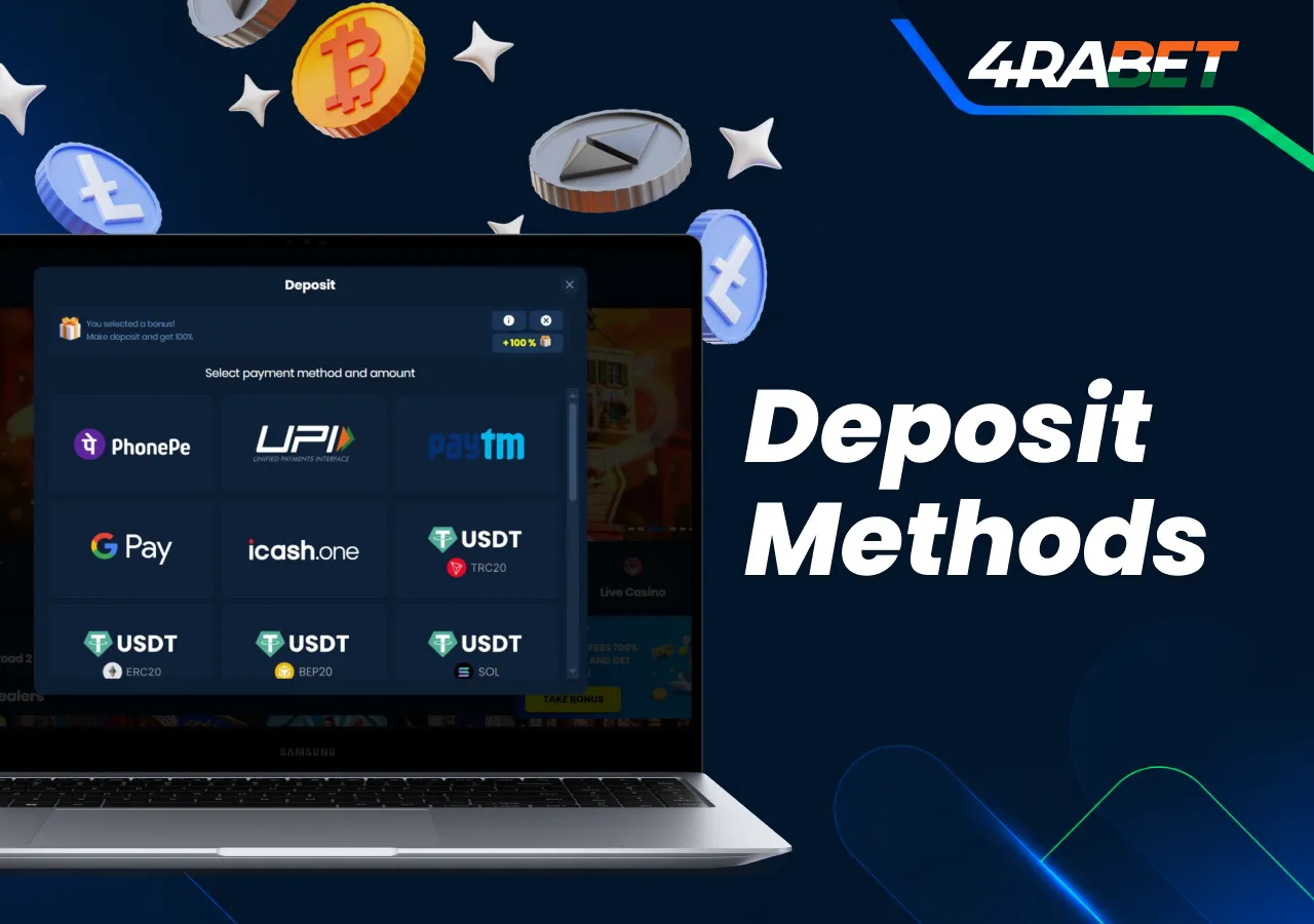 4rabet payment methods for deposits and payouts